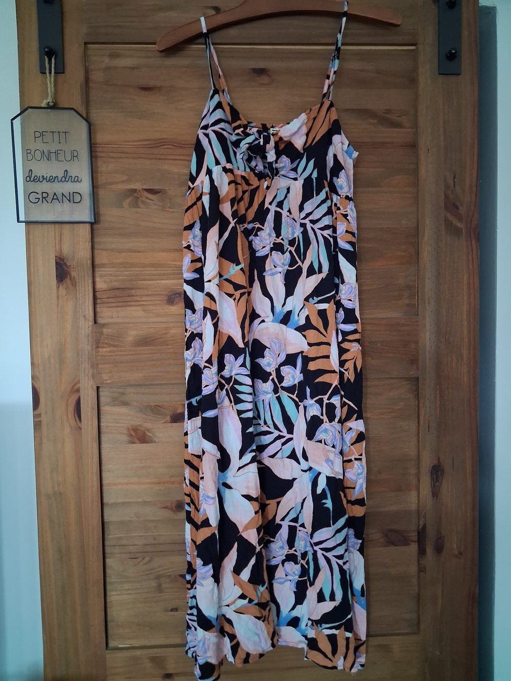 Billabong Black Floral Maxi Dress with Peach and Mint Accents - Picture 2 of 10